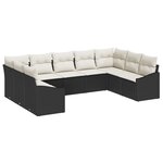 vidaXL Set de canapés de jardin 9 pièces avec coussins Noir Rotin Poly