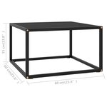 vidaXL Table basse Noir avec verre noir 60x60x35 cm