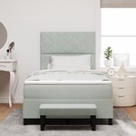 vidaXL Lit Box Spring avec Matelas & Banc Gris Clair 120x200 cm Velours