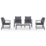 Salon de jardin meuble d'extérieur ensemble de mobilier 5 pièces avec coussin bois d'acacia solide gris 02_0016292