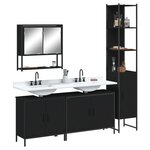 vidaXL Ensemble de meubles salle de bain 4 Pièces noir bois d'ingénierie