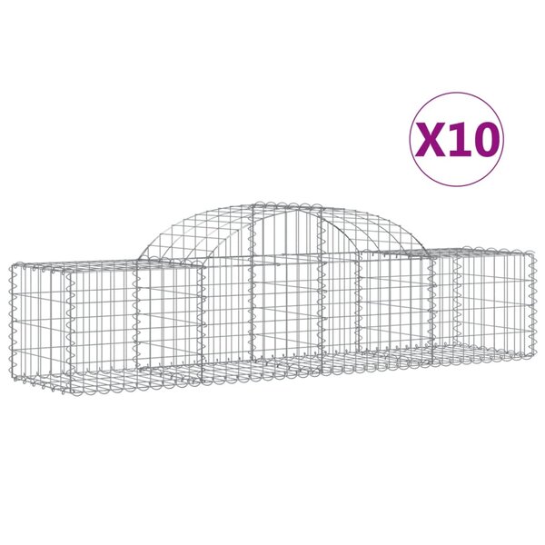 vidaXL Paniers à gabions arqués 10 Pièces 200x50x40/60 cm fer galvanisé