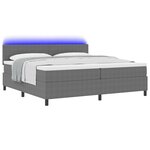 vidaXL Lit à sommier box avec matelas & lumière LED gris 200x200 cm tissu en velours côtelé