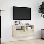 vidaXL Meubles TV muraux lumières LED 2 Pièces chêne sonoma 41x31x45 cm