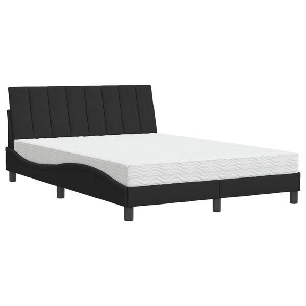 vidaXL Lit avec matelas noir 140x200 cm velours