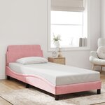 vidaXL Cadre de lit et tête de lit sans matelas rose 90x190 cm velours