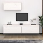 vidaXL Meubles TV 3 Pièces Blanc Bois massif de pin