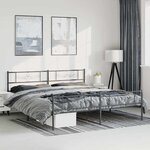 vidaXL Cadre de lit métal sans matelas avec pied de lit noir 183x213cm