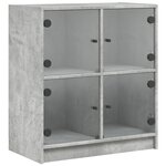 vidaXL Armoire latérale avec portes en verre gris béton 68x37x75 5 cm