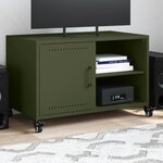 vidaXL Meuble TV vert olive 68x39x43 5 cm acier laminé à froid