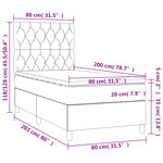 vidaXL Sommier à lattes de lit avec matelas Gris clair 80x200 cm Tissu