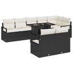 Ensemble de 9 pièces de canapé de jardin avec coussins en poly rotin noir