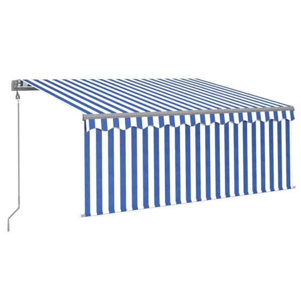 vidaXL Auvent rétractable automatique avec store 3x2 5 m Bleu et blanc