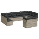 vidaXL Salon de jardin avec coussins 12 Pièces gris clair résine tressée