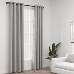 vidaXL Rideaux occultants Aspect lin avec œillets 2 Pièces Gris 140x245cm
