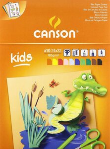 Bloc 10 Feuilles Papier Couleur KIDS 240 x 320 mm 185 g Assorties CANSON