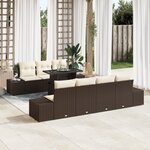 vidaXL Ensemble de Canapés de Jardin de 8 Pièces avec Coussins Marron en Poly Rattan
