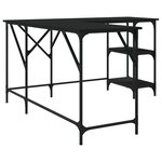Bureau table poste de travail meuble d'ordinateur informatique étude 139 x 139 x 75 cm bois d'ingénierie noir 02_0023903