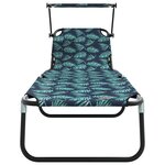 vidaXL Transat pliant avec motif feuille en tissu Oxford 600D