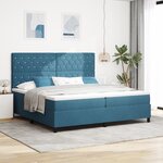 Lit à ressort vidaXL avec matelas et LED Bleu foncé 200x200 cm Velours