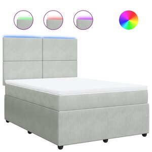 vidaXL Sommier à lattes de lit et matelas Gris clair 160x200cm Velours