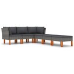 Salon de jardin meuble d'extérieur ensemble de mobilier 6 pièces avec coussins résine tressée gris 02_0016858