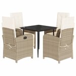 vidaXL Ensemble à manger de jardin avec coussins 5Pièces Beige poly rotin