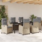 vidaXL Set de salle à manger de jardin 7 pièces avec coussins beige en rattan poly