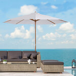 Parasol droit en bois polyester haute densité protection solaire Ø 3 x 2 5 m crème