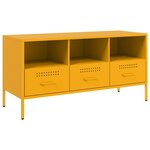 vidaXL Meuble TV jaune moutarde 100 5x39x50 5 cm acier laminé à froid