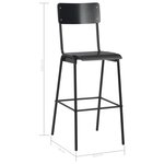 vidaXL Chaises de bar lot de 4 noir contreplaqué solide et acier