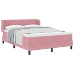 Lit box spring vidaXL avec matelas rose 140x200 cm en velours