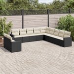 vidaXL Salon de jardin 11 Pièces avec coussins noir résine tressée