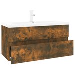 vidaXL Meuble lavabo avec bassin intégré Chêne fumé Bois d'ingénierie