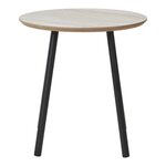 Table d'appoint aspect travertin pieds noirs Ø 40 x 40 cm