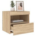 vidaXL Tables de chevet et lumières LED 2 Pièces chêne sonoma 50x40x45 cm