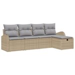 Ensemble de sofa de jardin 5 pièces avec coussins Beige Poly Rattan