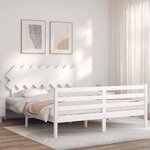vidaXL Cadre de lit sans matelas blanc 160x200 cm bois massif