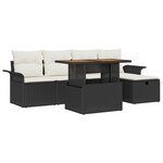 vidaXL Ensemble de Sofa de Jardin 6 pièces avec Coussins en Poly Rattan Noir