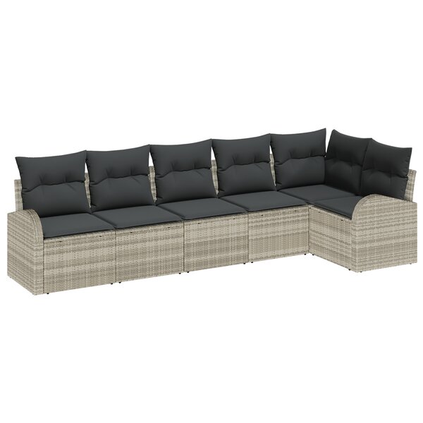 vidaXL Ensemble de canapé de jardin 6 pièces avec coussins gris clair en poly rotin