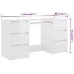 vidaXL Bureau Blanc brillant 140x50x77 cm Bois d'ingénierie