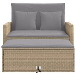 vidaXL Canapé de jardin avec coussins 2 places beige résine tressée