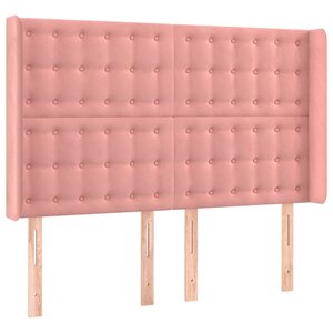 vidaXL Tête de lit avec oreilles Rose 147x16x118/128 cm Velours