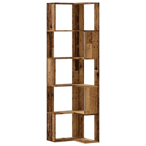 vidaXL Bibliothèque d'angle à 5 niveaux vieux bois bois d'ingénierie