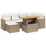 vidaXL Salon de jardin avec coussins 7 Pièces beige résine tressée