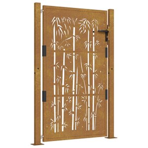 vidaXL Portail de jardin 105x130 cm acier corten design de bambou