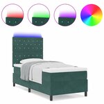 Lit Box Spring vidaXL avec Matelas et LED Vert Foncé 100x200 cm Velours