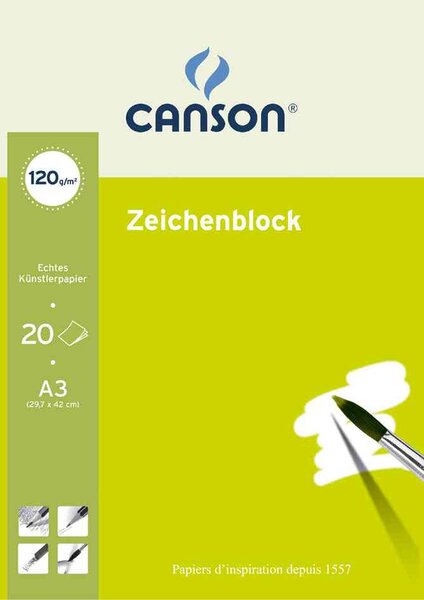 Bloc 20 Feuilles Dessin 120g A3 Blanc CANSON
