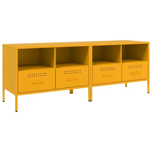 vidaXL Meuble TV 2Pièces jaune moutarde 68x39x50 5cm acier laminé à froid