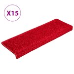 vidaXL Tapis d'escalier 15 Pièces 65x21x4 cm Rouge